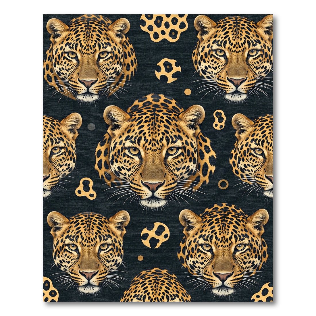Leopard Print Animal Face Composition Rug