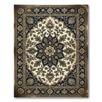 Classic Floral Medallion Cream Navy Rug