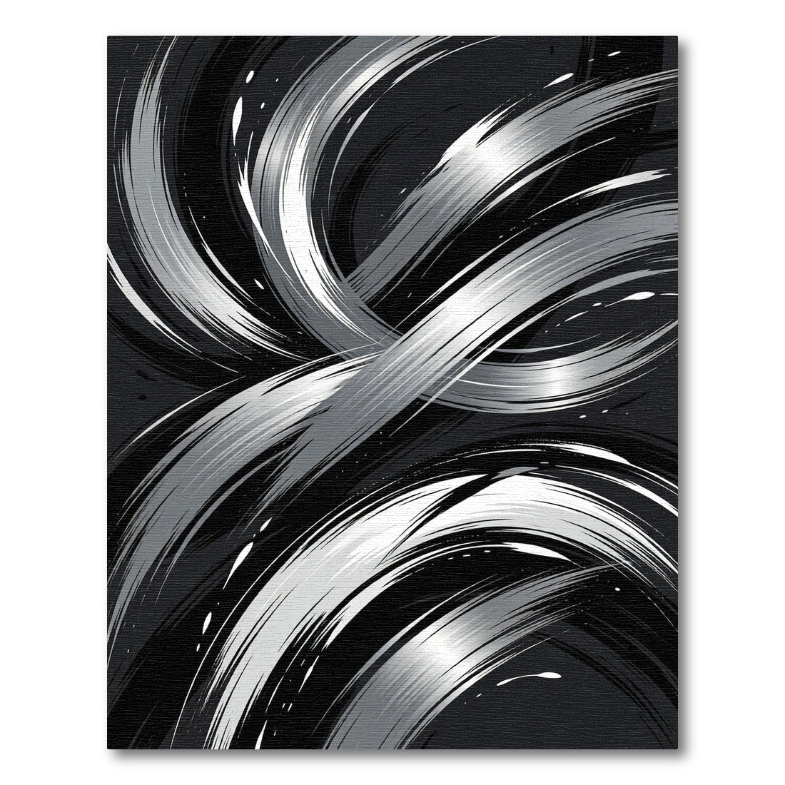 Monochrome Swirl Brushstroke Abstract Rug