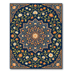 Navy Floral Symmetry Medallion Rug