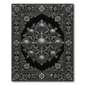 Sleek Gray Filigree Medallion Border Rug