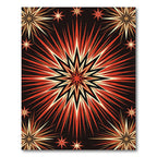 Vibrant Red Celestial Burst Art Rug