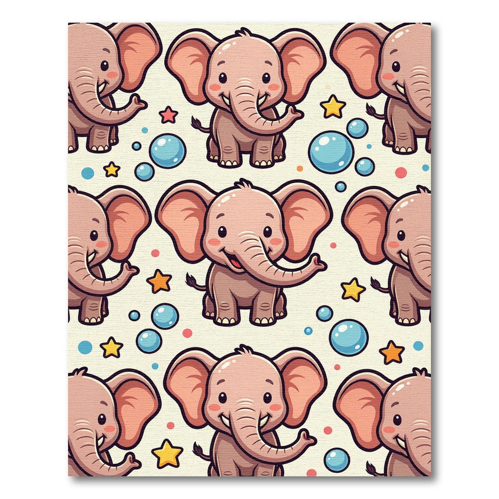 Cute Pink Elephant Bubbles Stars Rug