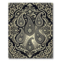 Black and Gold Paisley Floral Swirl Rug