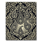 Black and Gold Paisley Floral Swirl Rug