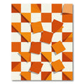 Orange White Floating Squares Chessboard Rug