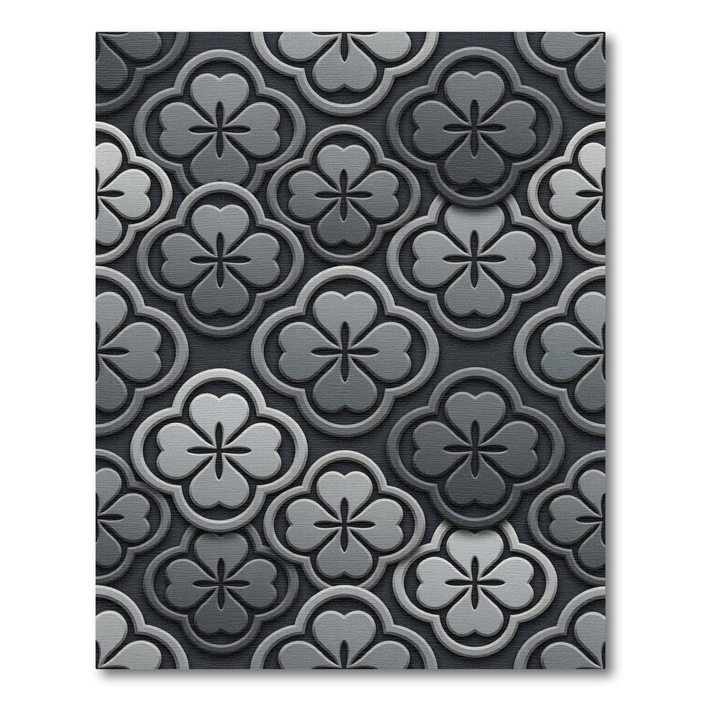 Sophisticated Gray Clover Geometric Embossed Rug