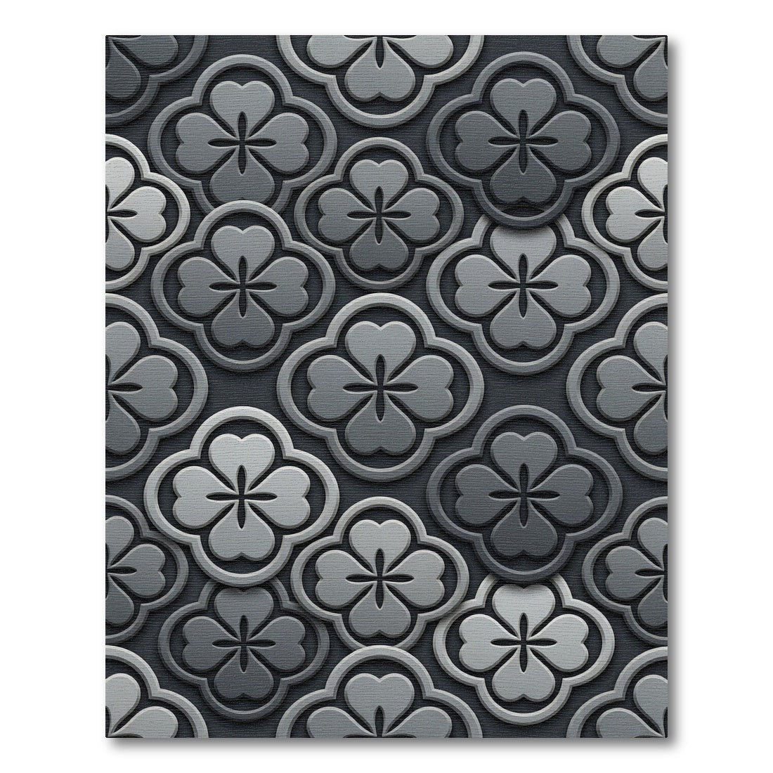 Sophisticated Gray Clover Geometric Embossed Rug