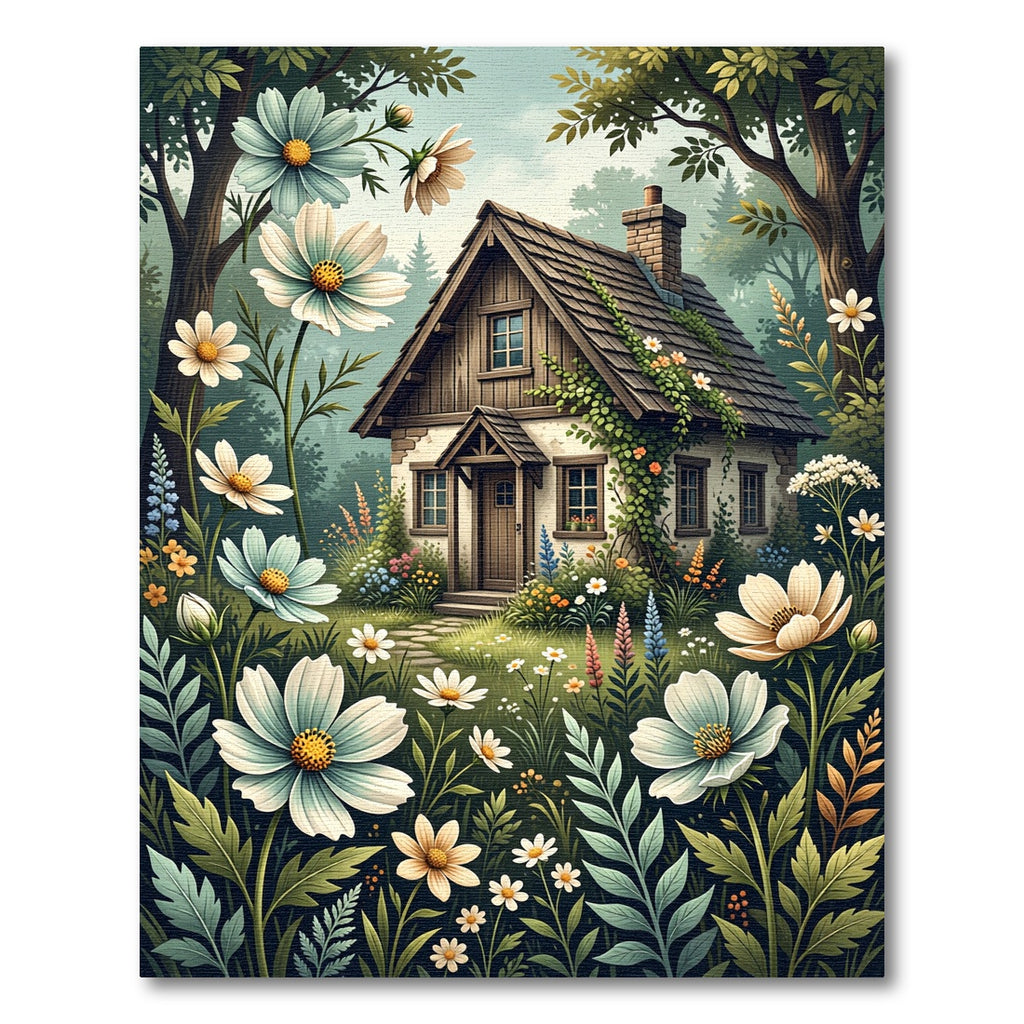Whimsical Woodland Cottage Floral Meadow Rug