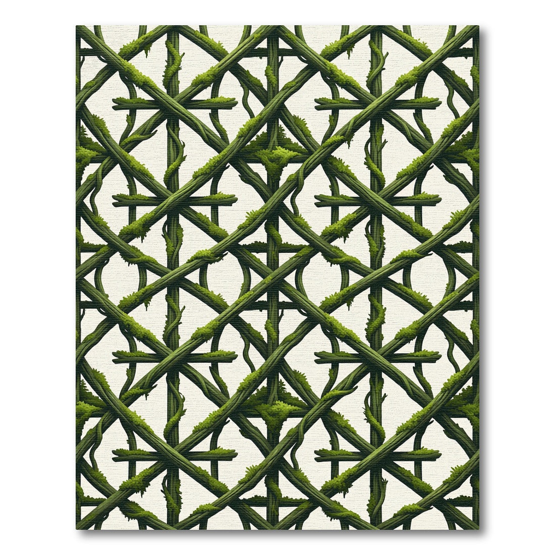Mossy Botanical Lattice Vine Trellis Rug