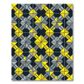 Modern Geometric Diamond Checkerboard Yellow Gray Rug