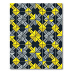 Modern Geometric Diamond Checkerboard Yellow Gray Rug