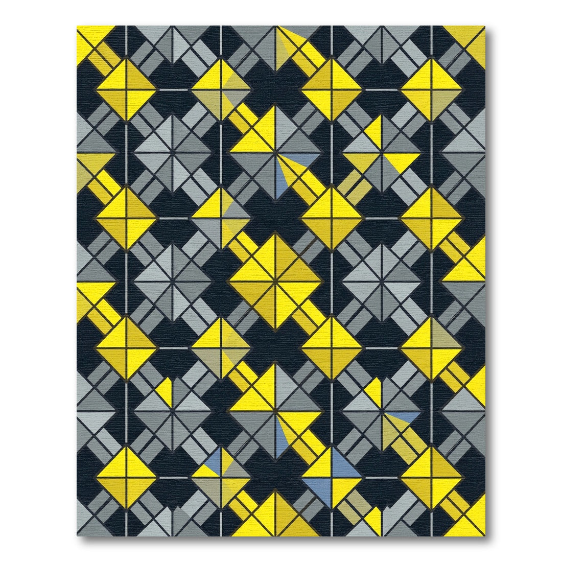 Modern Geometric Diamond Checkerboard Yellow Gray Rug