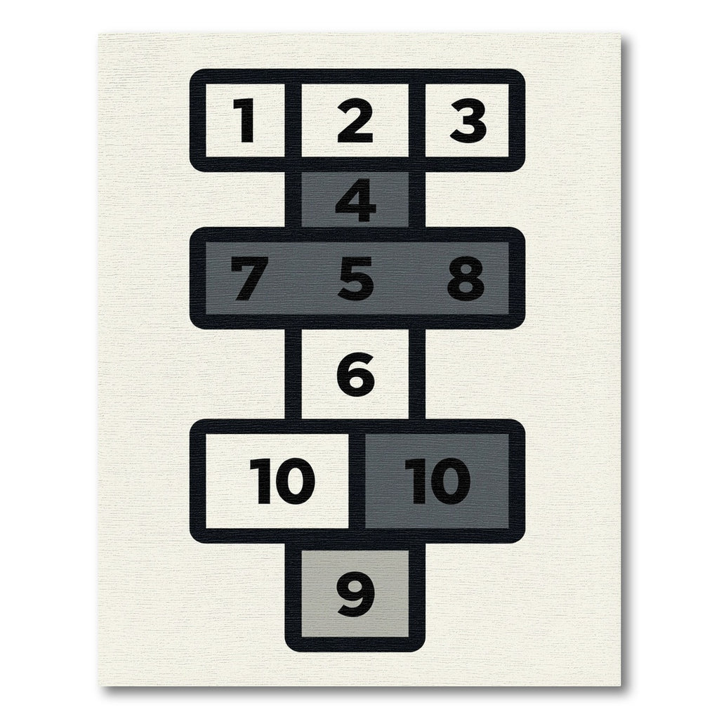 Minimalist Monochrome Geometric Hopscotch Grid Rug