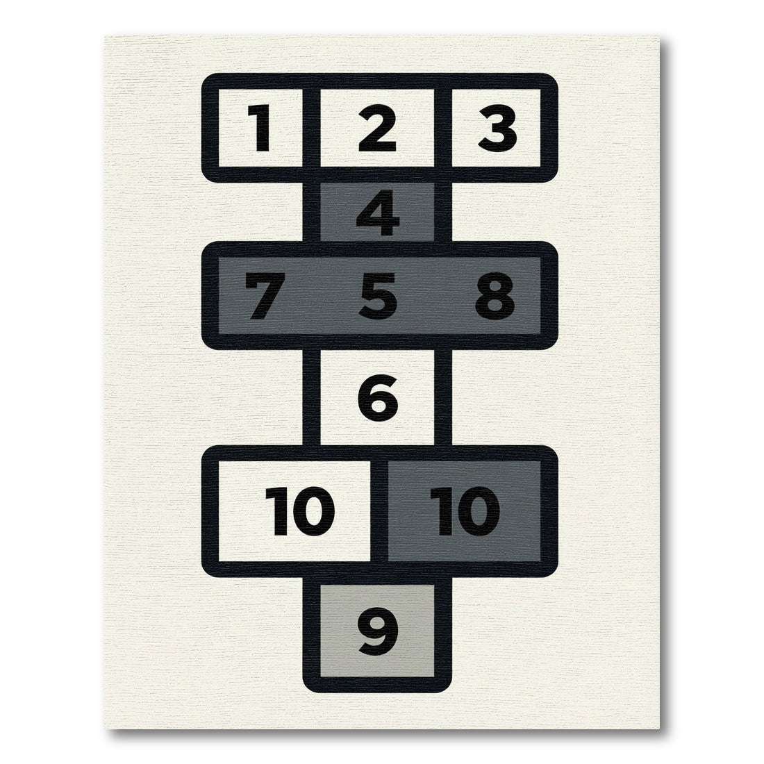 Minimalist Monochrome Geometric Hopscotch Grid Rug
