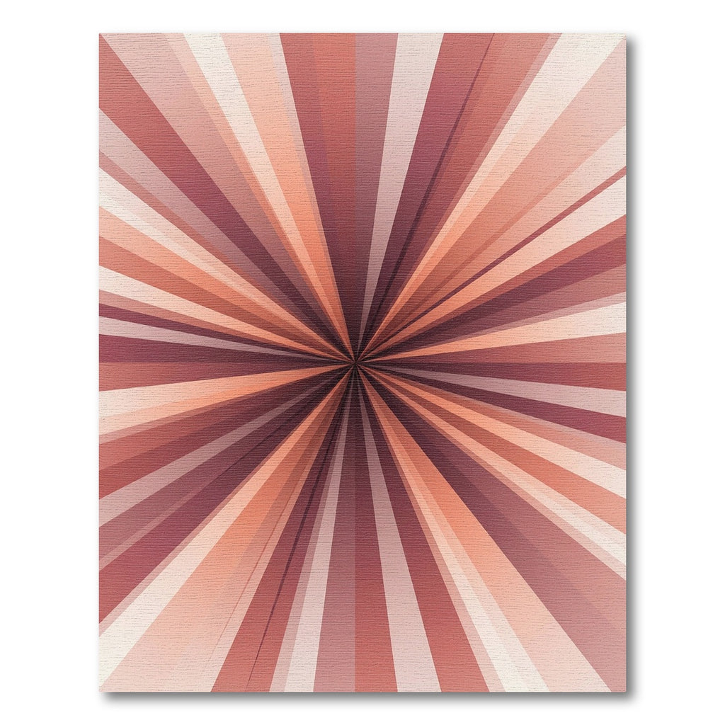 Warm Coral Sunburst Radiating Lines Rug
