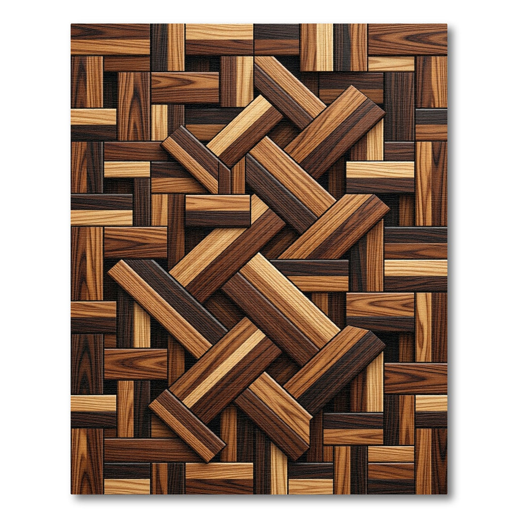 Wood Grain Interlocking Rectangle Composition Rug