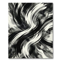 Bold Black White Swirling Strokes Rug