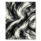Bold Black White Swirling Strokes Rug