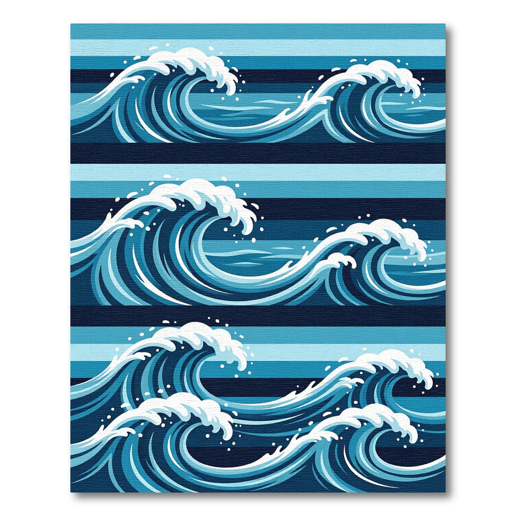 Blue Layered Ocean Wave Abstract Rug