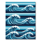 Blue Layered Ocean Wave Abstract Rug