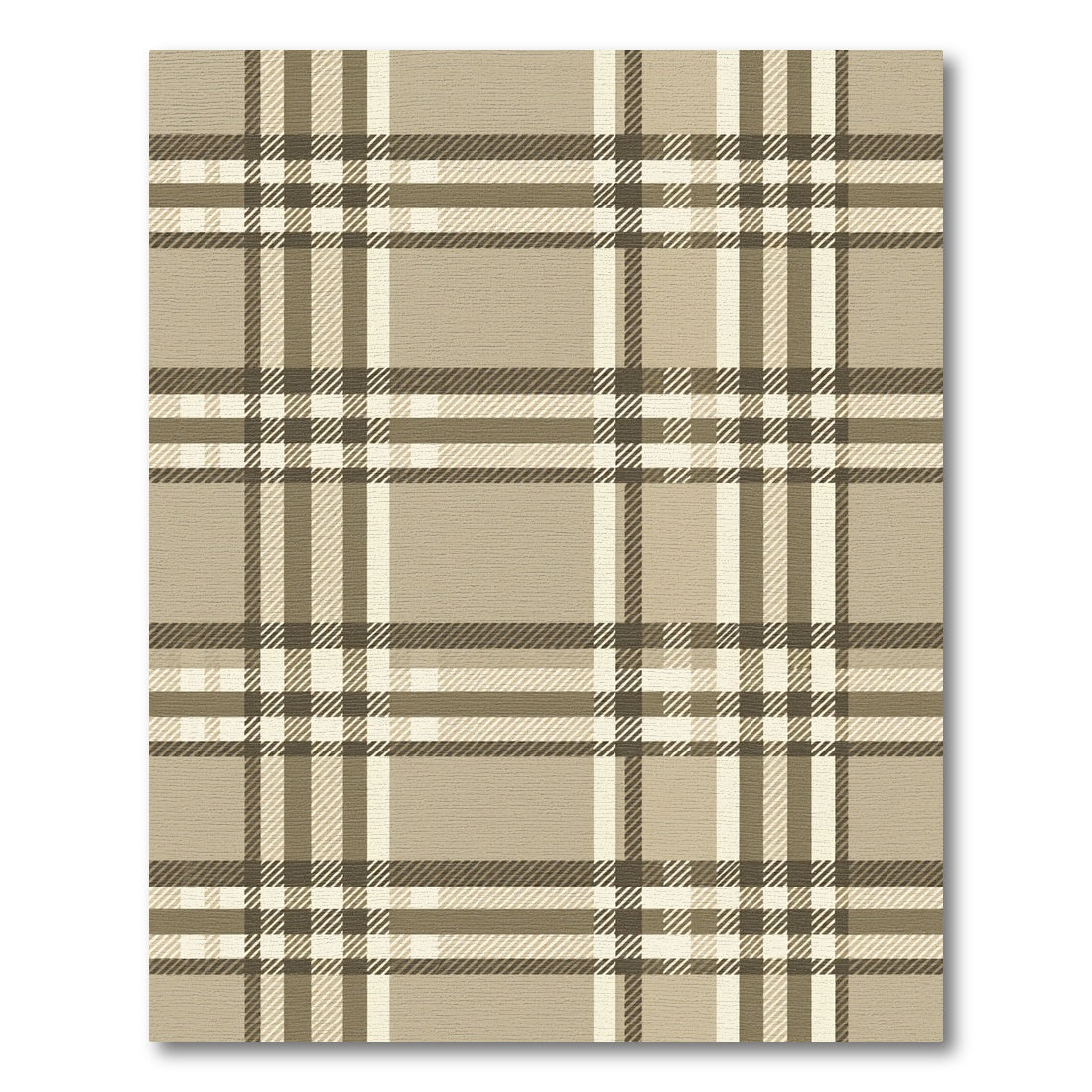 Classic Beige Plaid Tartan Check Rug