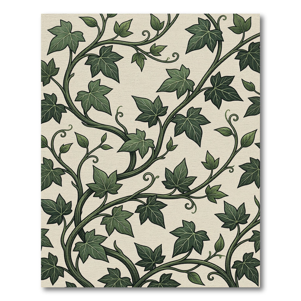 Lush Green Ivy Leaf Botanical Vine Rug