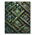 Mossy Forest Log Lattice Geometric Rug