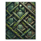 Mossy Forest Log Lattice Geometric Rug