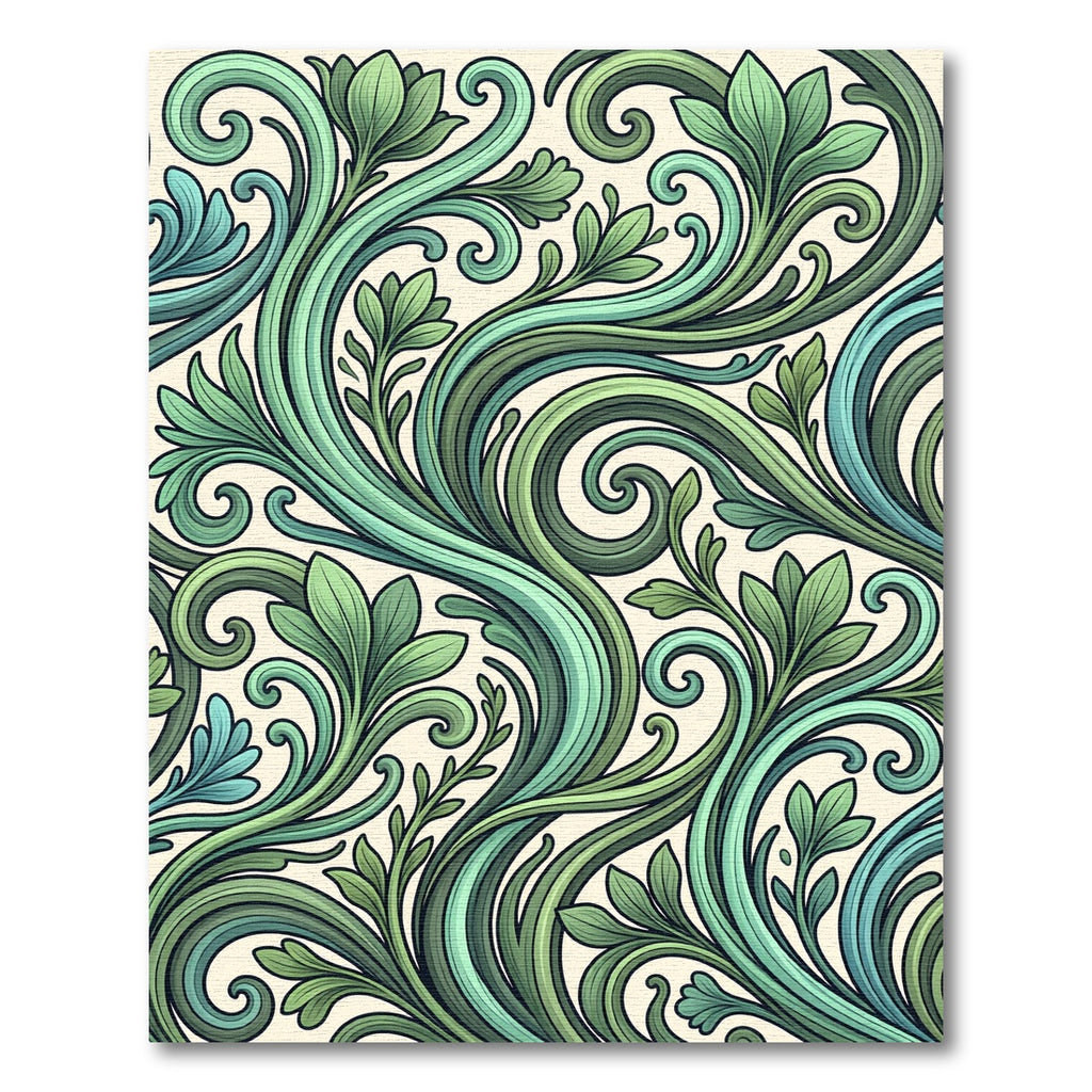 Verdant Green Leafy Swirls Rug