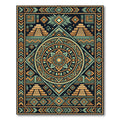 Aztec Golden Pyramid Geometric Medallion Rug