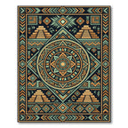 Aztec Golden Pyramid Geometric Medallion Rug