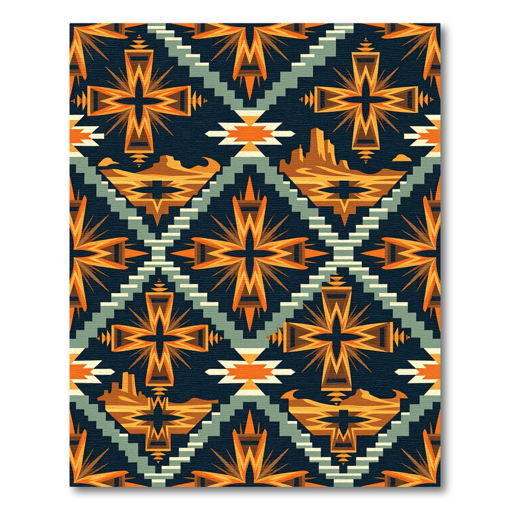 Southwestern Orange Geometric Cross Rug
