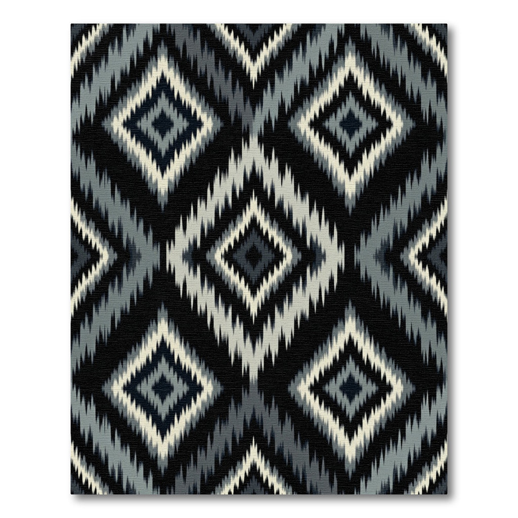 Monochrome Diamond Jagged Ikat Rug