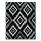 Monochrome Diamond Jagged Ikat Rug