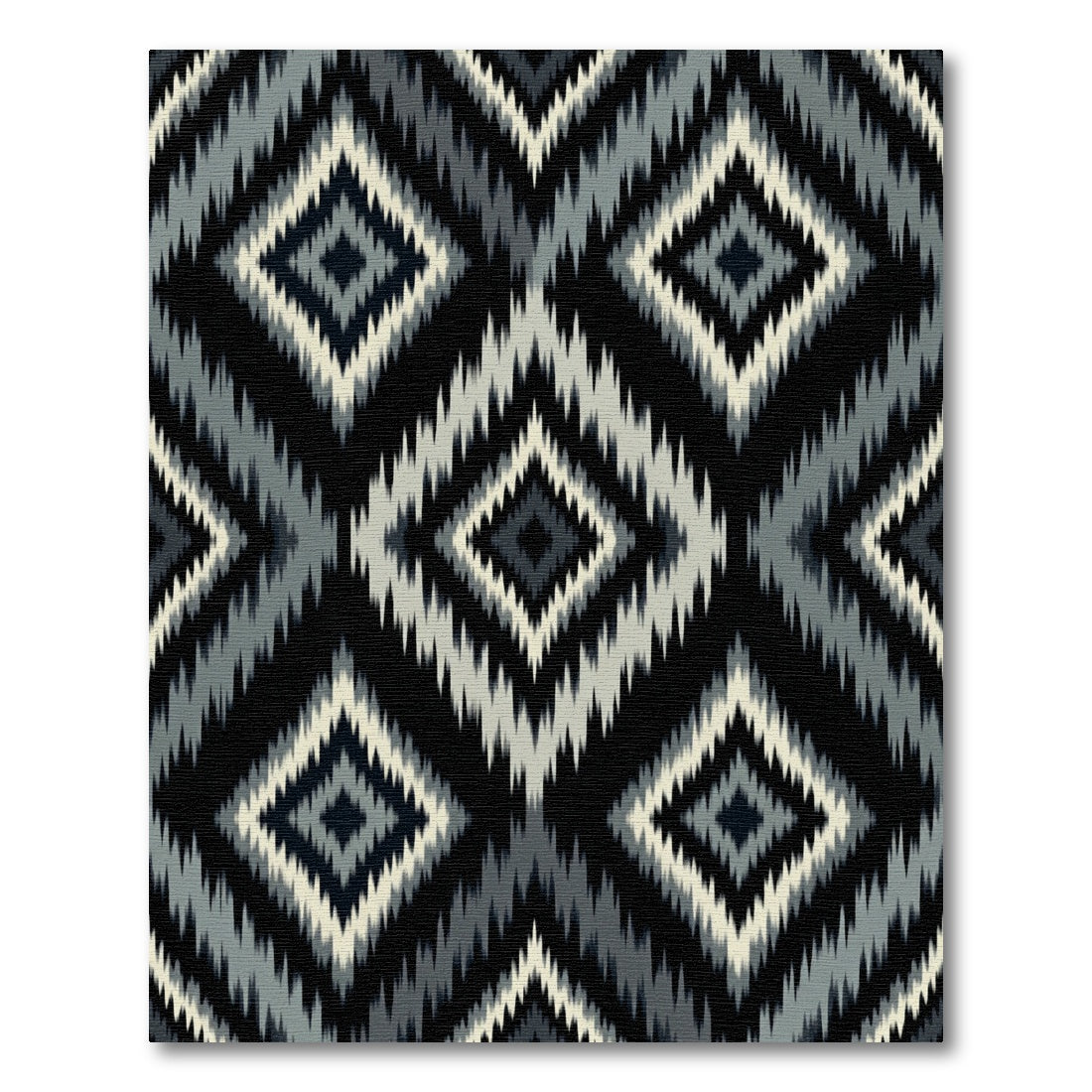 Monochrome Diamond Jagged Ikat Rug
