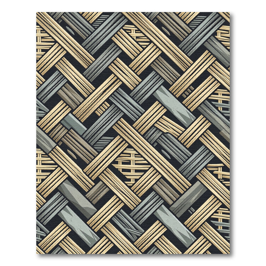 Woven Wood Textured Geometric Rug
