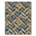 Woven Wood Textured Geometric Rug
