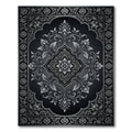 Ornate Silver Floral Damask Medallion Rug