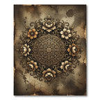 Ornate Sepia Floral Medallion Rug