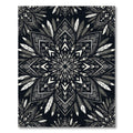 Monochromatic Feather Tribal Mandala Art Rug
