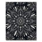 Monochromatic Feather Tribal Mandala Art Rug