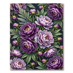 Lush Purple Peony Floral Botanical Arrangement Rug