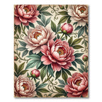 Vintage Pink Peony Botanical Garden Rug