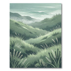 Misty Green Hillside Meadow Rug