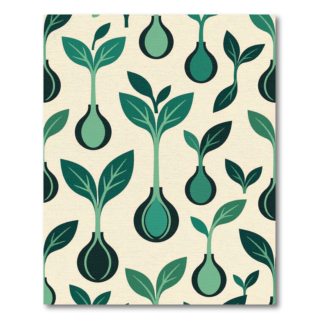 Mid Century Green Sprout Vase Harmony Rug