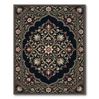 Ornate Floral Medallion Red Gold Rug