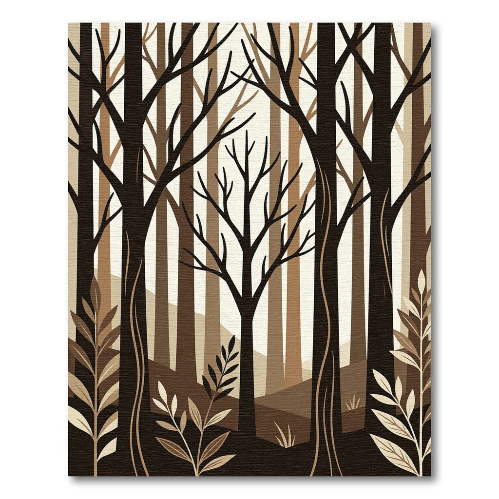 Brown Woodland Arm Abstract Trees Rug
