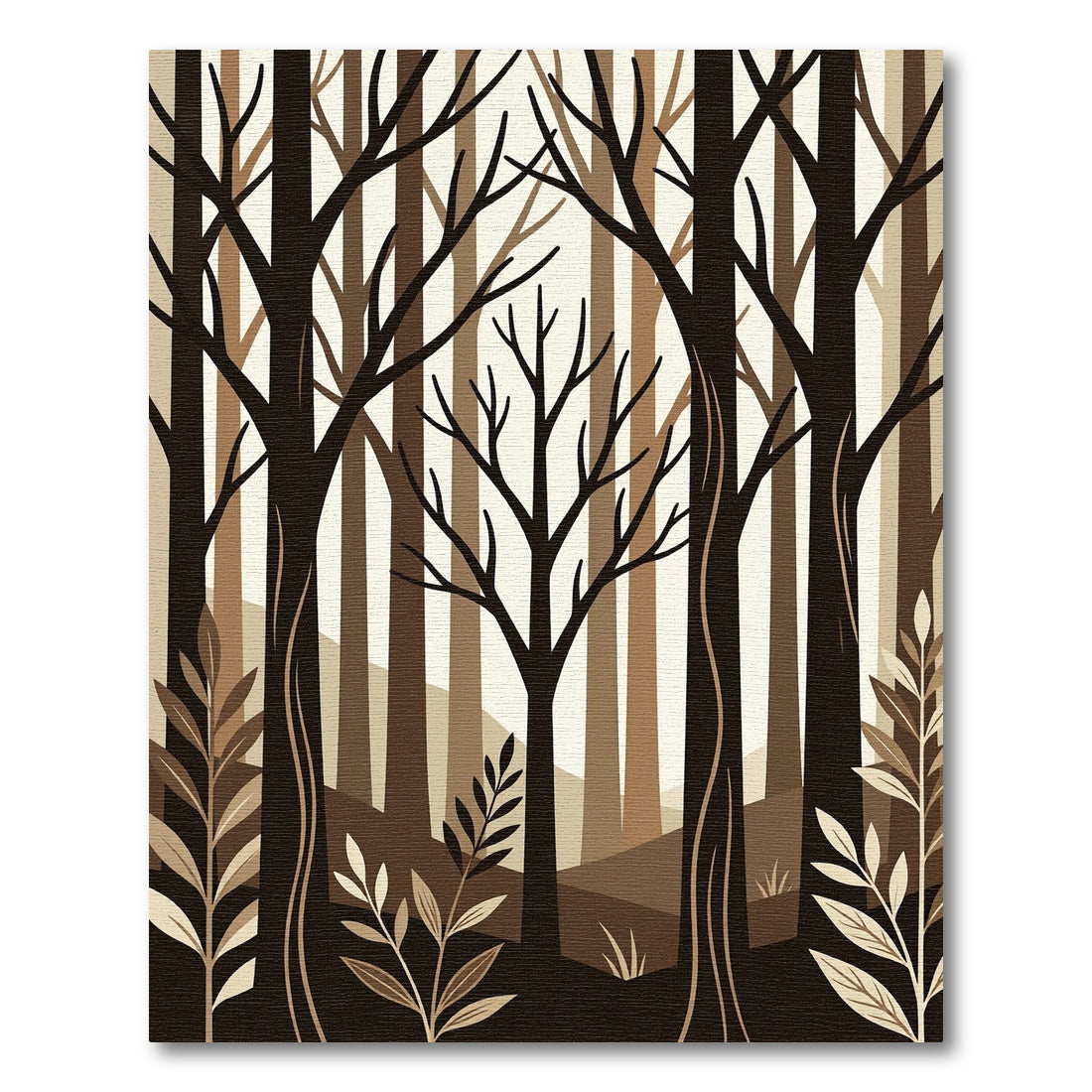 Brown Woodland Arm Abstract Trees Rug