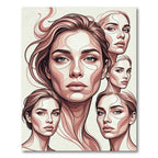 Blush Pink Multiple Portraits Contour Art Rug